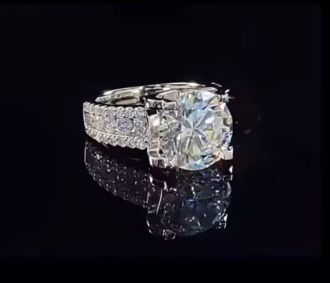 Moissanite Silver Engagement Ring