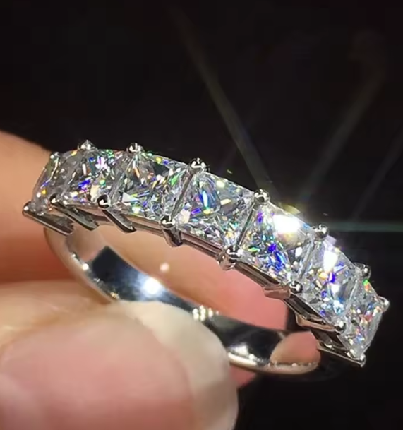 Luxury Triangle CZ Wedding Band