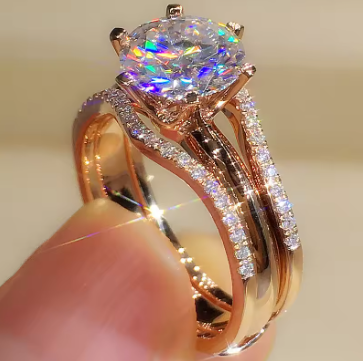 Huitan Rose Gold CZ Engagement Ring