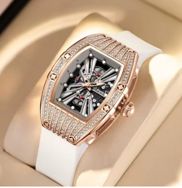 Elegant White Diamond Ladies Wristwatch Luxury Waterproof