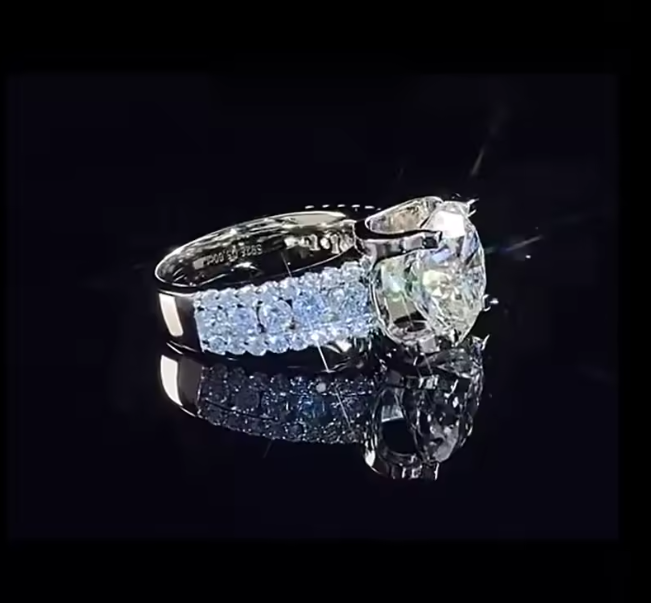 Moissanite Silver Engagement Ring