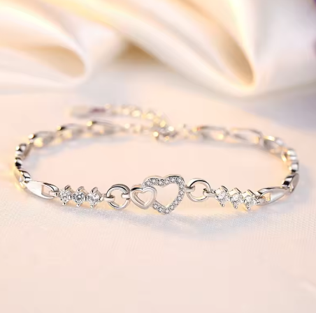 Silver Heart Charm Bracelet
