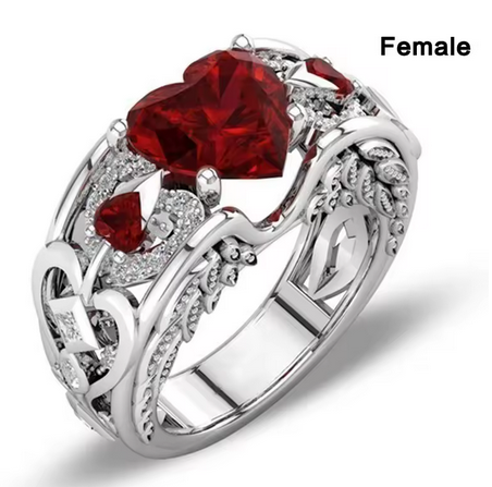omantic heart shaped ruby women's rings