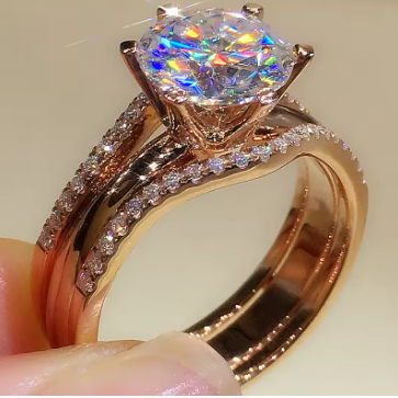 Huitan Rose Gold CZ Engagement Ring