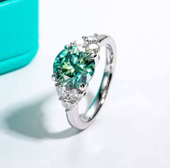 Moissanite Silver Engagement Ring