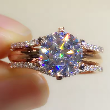 Huitan Rose Gold CZ Engagement Ring