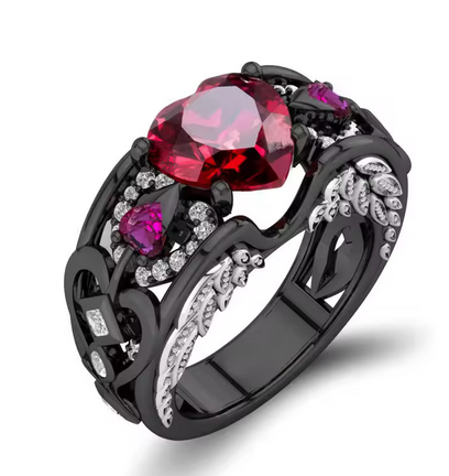 omantic heart shaped ruby women's rings