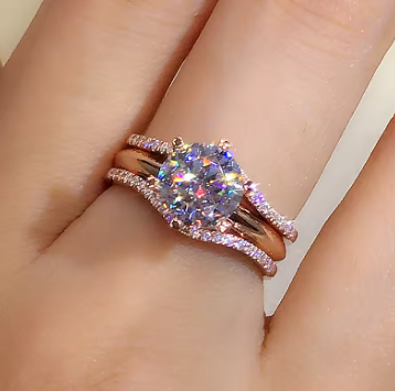 Huitan Rose Gold CZ Engagement Ring