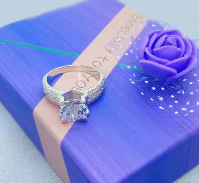 Moissanite Silver Engagement Ring