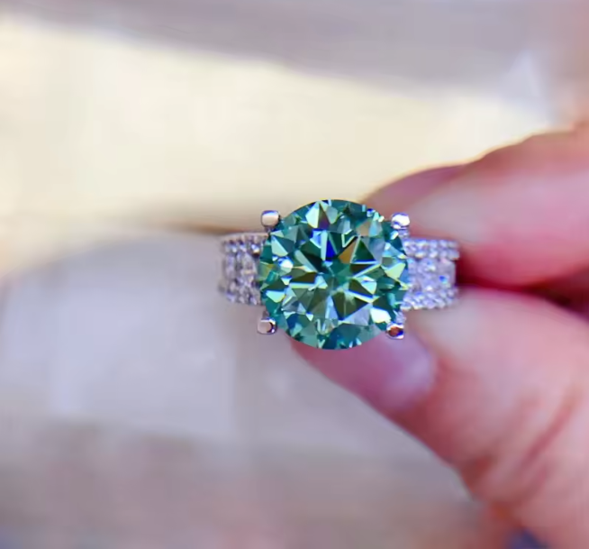 Moissanite Silver Engagement Ring