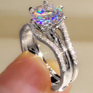 Huitan Rose Gold CZ Engagement Ring