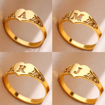 Heart Initial Ring