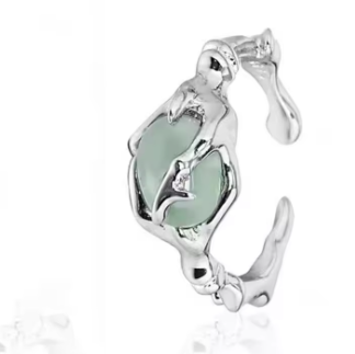 Silver Jade Bamboo Ring