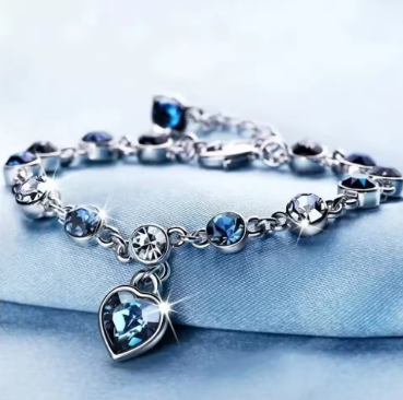 Silver Lucky Heart Crystal Bracelet