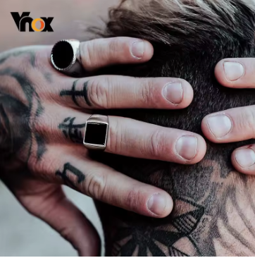 Vnox Gothic Punk Signet Ring