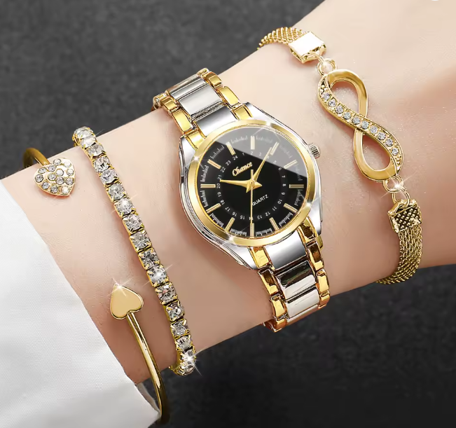 4-Piece Small Dial Watch & Bracelet Set