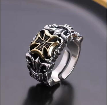Punk Large Cross Adjustable Ring