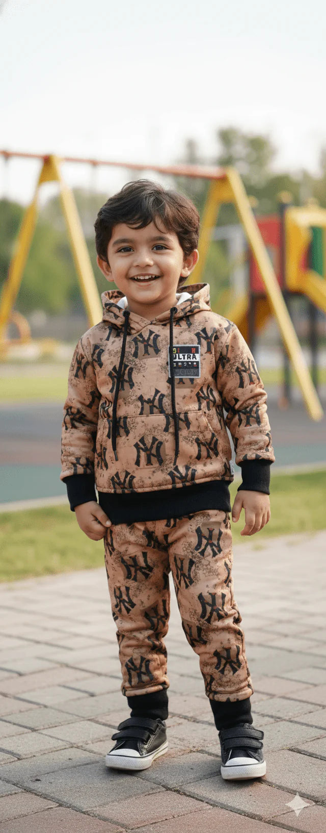 Kids NY Pattern Hoodie & Trouser Set