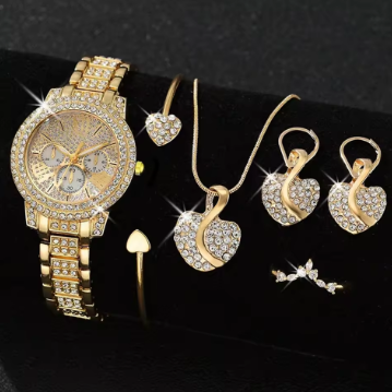 Luxury Crystal Watch & Bracelet Set