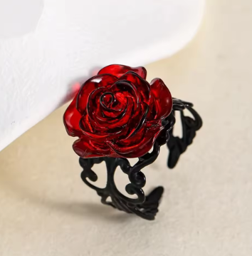 Gothic Red Rose Vine Ring