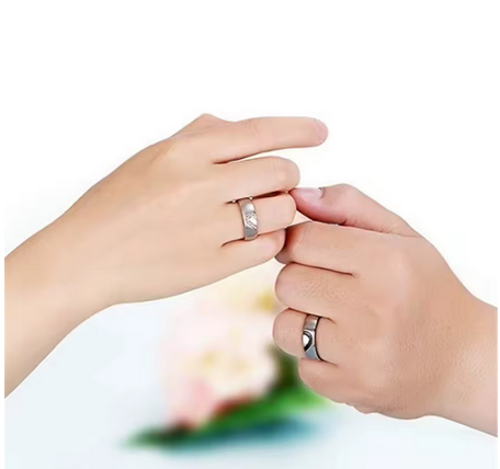 Steel Heart Lovers Couple Rings Rose