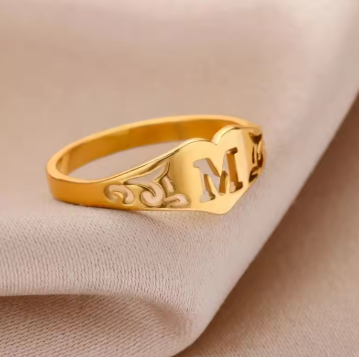 Heart Initial Ring
