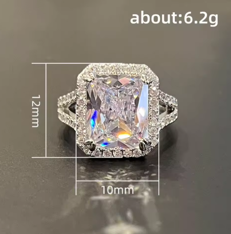 Huitan Big Square CZ Wedding Band