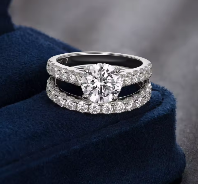 2Ct Moissanite Silver Engagement Ring