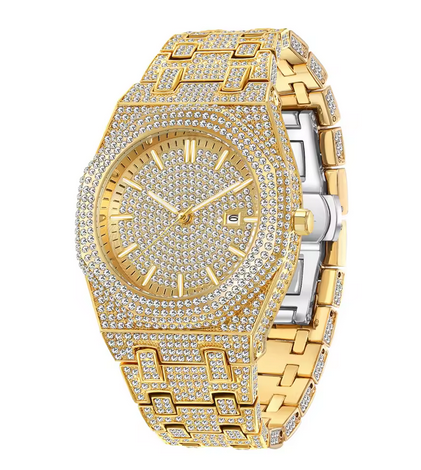 Iced Out Silver Luxury Men’s Watch