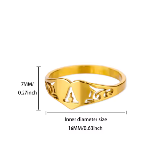 Heart Initial Ring