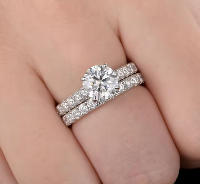 2Ct Moissanite Silver Engagement Ring