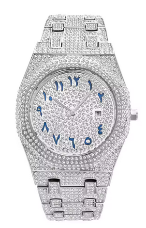 Iced Out Silver Luxury Men’s Watch