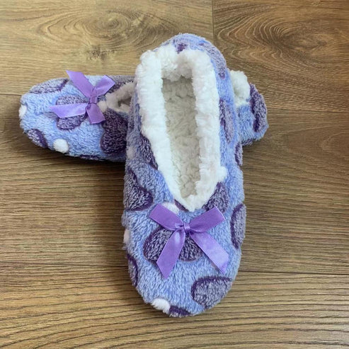 Cozy Heart-Pattern Fleece Indoor Slippers