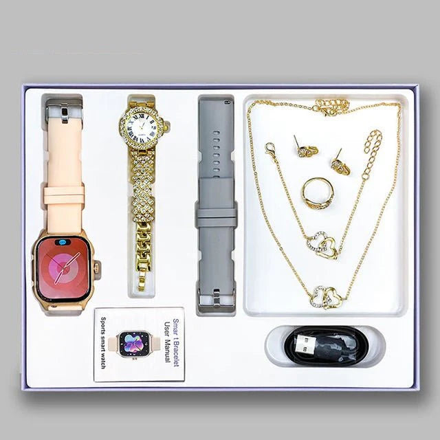 Womens Smartwatch & Jewelry Luxury Gift Set