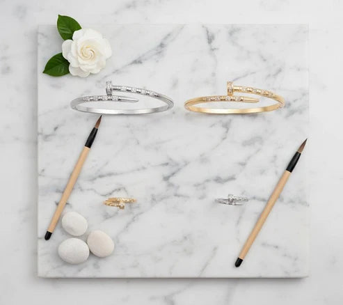 Cross-Bar Zirconia Bangle Set