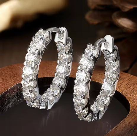 KNOBSPIN 2.6ct Moissanite Hoop Earrings