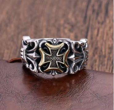 Punk Large Cross Adjustable Ring