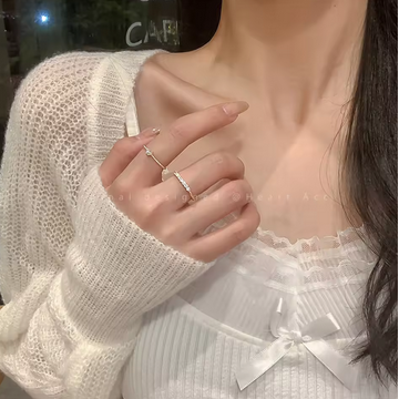 Gold Crystal Heart Stackable Rings Set