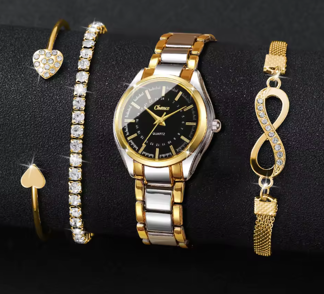 4-Piece Small Dial Watch & Bracelet Set