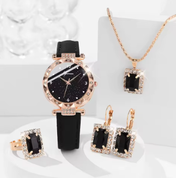 Luxury Rhinestone 5-Piece Watch Set
