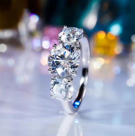 TriStone Silver Ring