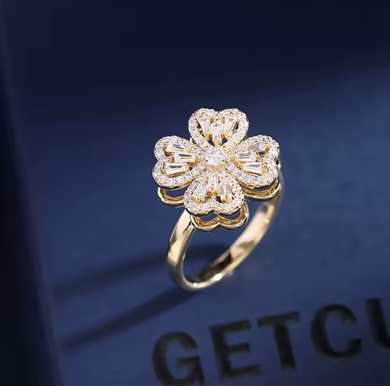 High-End Flower Open Ring