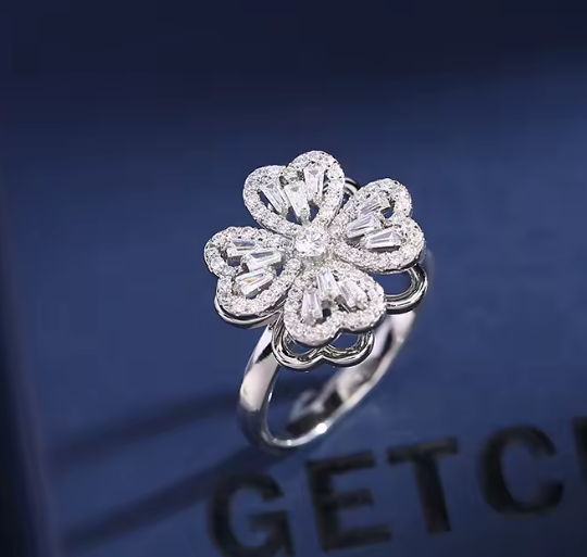 High-End Flower Open Ring