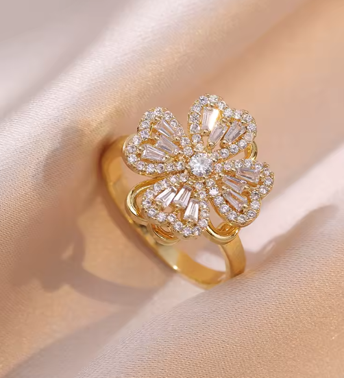 High-End Flower Open Ring