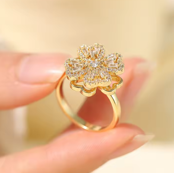 High-End Flower Open Ring