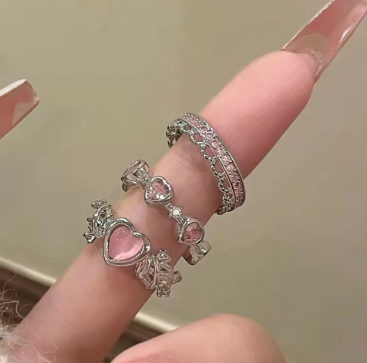 2PCS Fairy Crown Crystal Ring Set