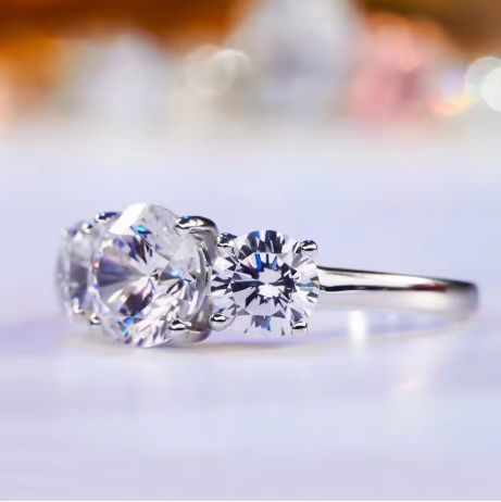 TriStone Silver Ring