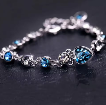 Silver Lucky Heart Crystal Bracelet