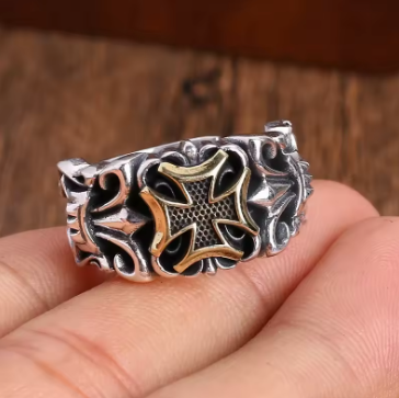 Punk Large Cross Adjustable Ring