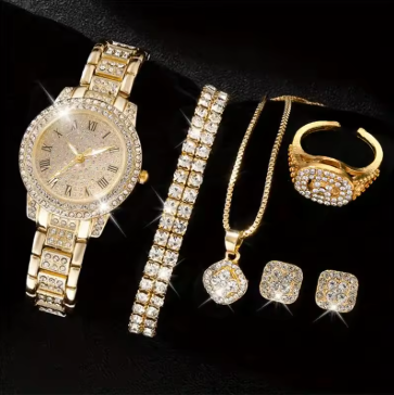 Luxury Crystal Watch & Bracelet Set